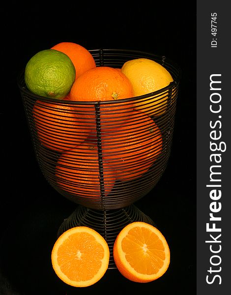 Citrus Fruit Over Black