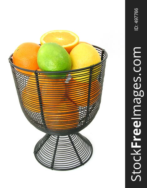 Citrus Fruit In Wire Basket