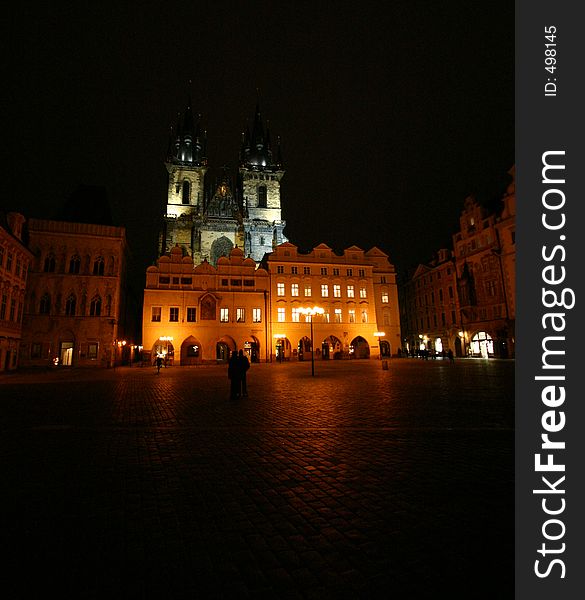 View of Prague's Old Town Square by night