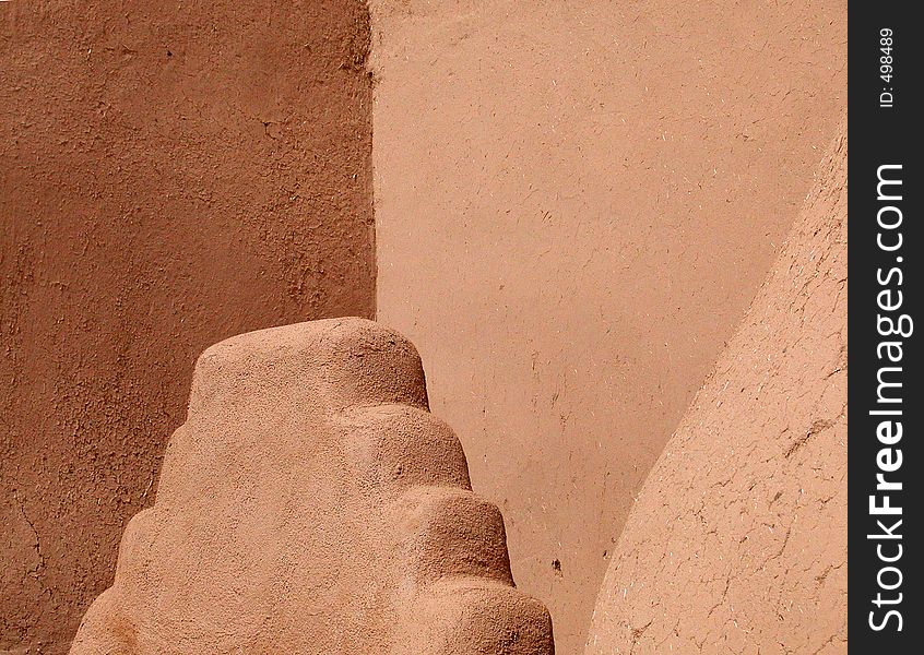 Details of an adobe building. Details of an adobe building