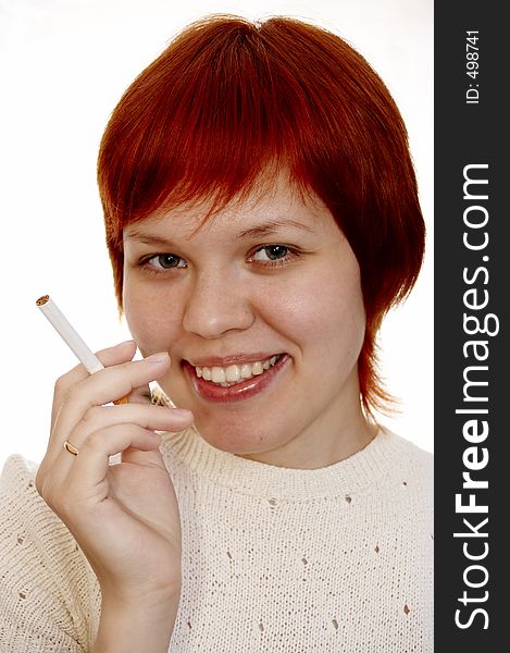Red Haired Girl With Cigarette