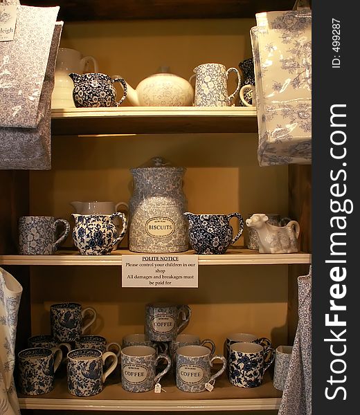 Shop with porcelain in England. Shop with porcelain in England