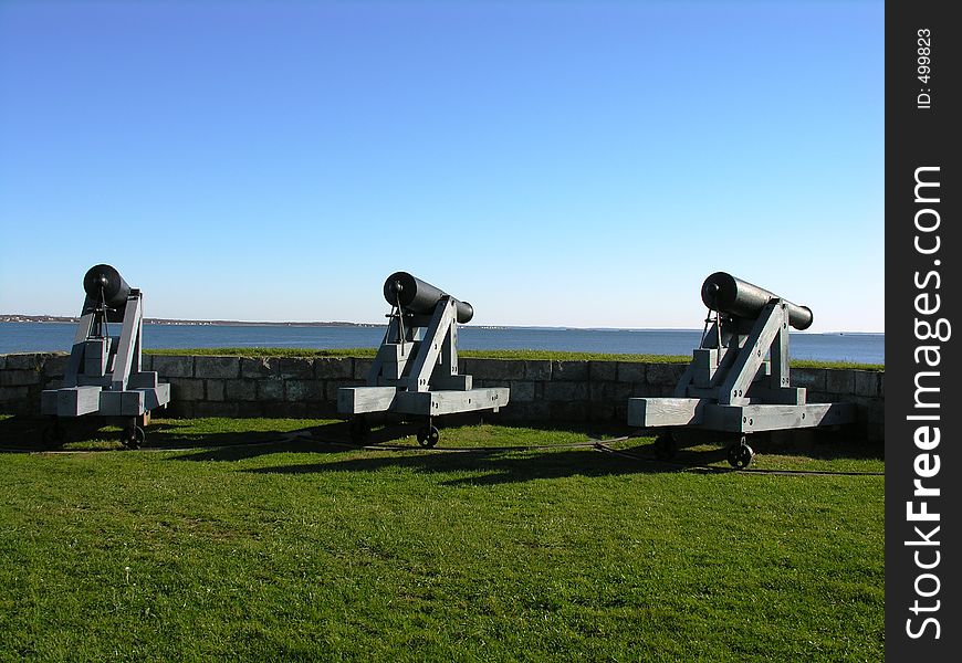 Cannons on the oceanfront standing guard. Cannons on the oceanfront standing guard.
