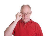 Old Guy In Red Shirt Holding Glasses Royalty Free Stock Image Old Guy In Red Shirt Holding Glasses Royalty Free Stock Image