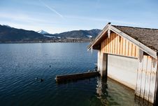 Boathouse At Bavarian Lake Royalty Free Stock Photos Boathouse At Bavarian Lake Royalty Free Stock Photos