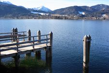 Jetty At Mountain Lake Royalty Free Stock Photography