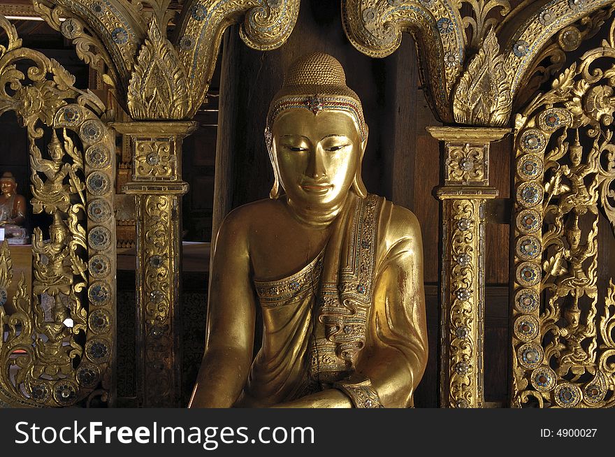 Myanmar, Salay: statue in salay monastery