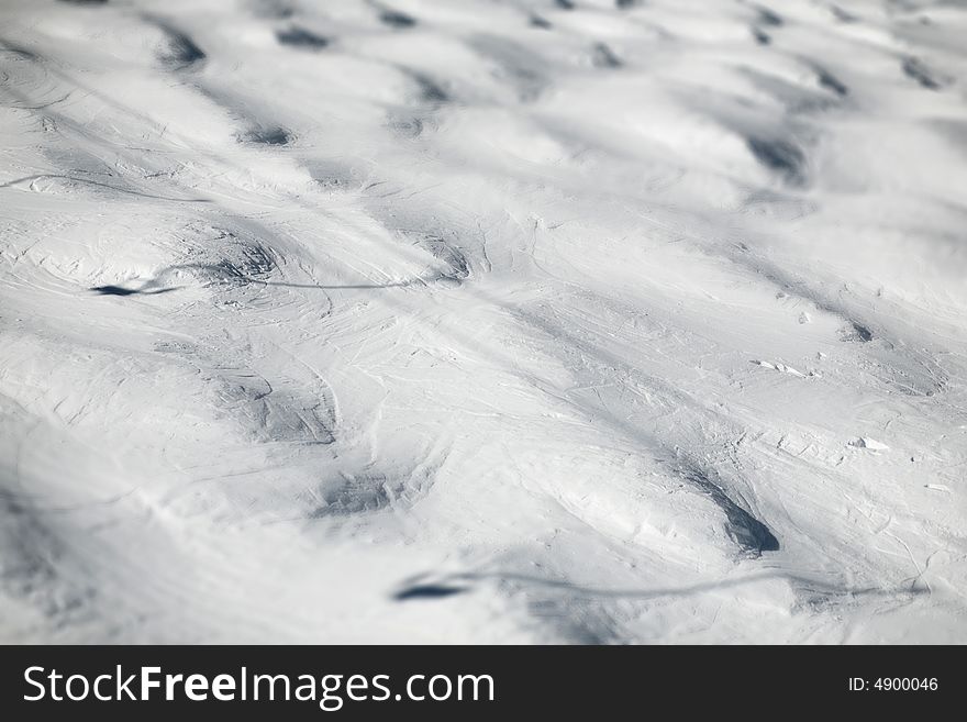 Winter slope and white snow