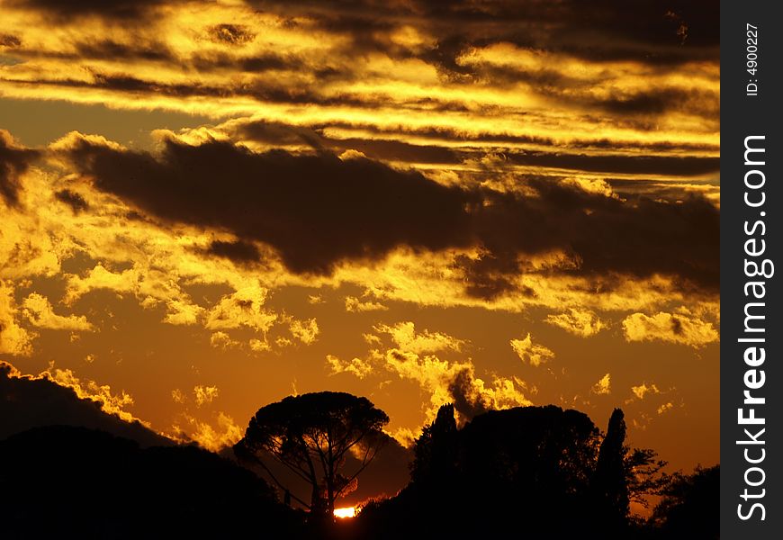 A beautiful sunset in Florence - Italy. A beautiful sunset in Florence - Italy