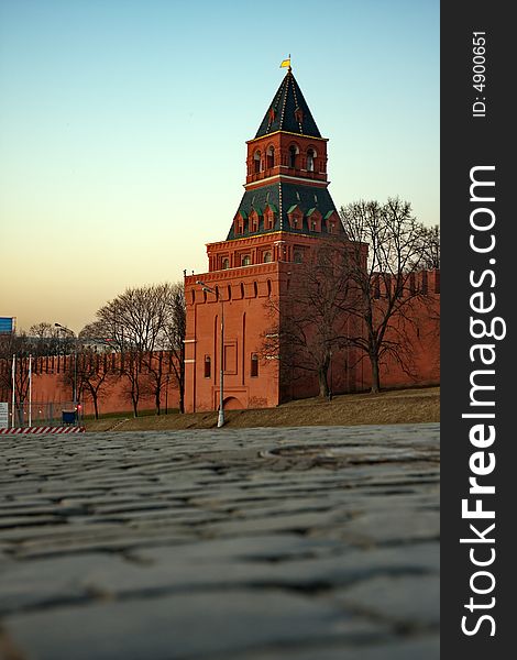 Moscow Kremlin. view from red square on sunrise