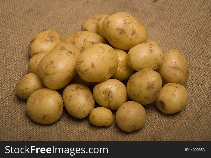 M peer salad potatoes on sack. M peer salad potatoes on sack