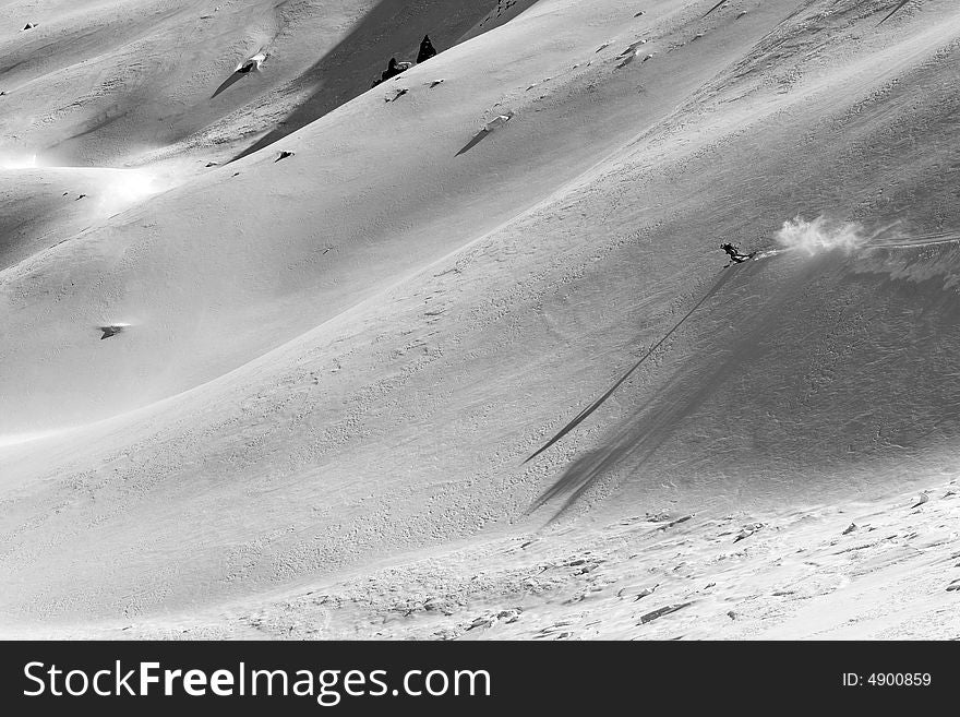 Ski Freeride In High Mountains