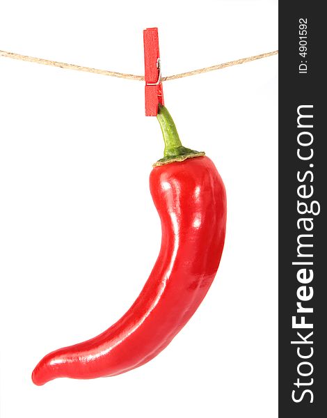 Red Pepper (Chili) hanging on a rope. Red Pepper (Chili) hanging on a rope
