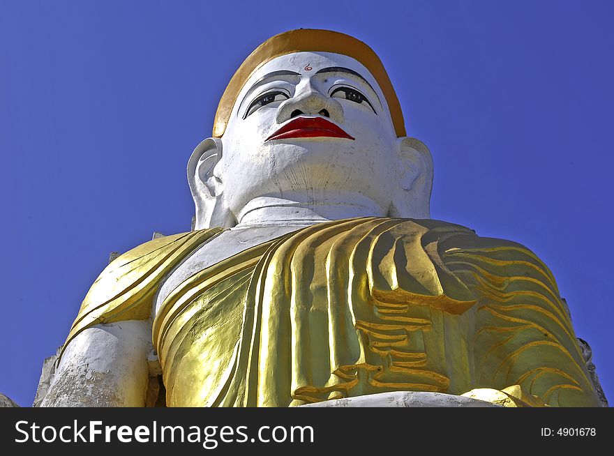 Myanmar, Inle Lake: A giant buddha sculpture at Nanthe Paya. Myanmar, Inle Lake: A giant buddha sculpture at Nanthe Paya