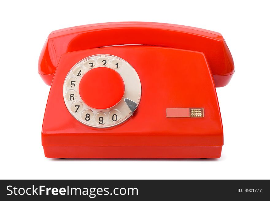 Close-up of retro telephone, isolated on white background