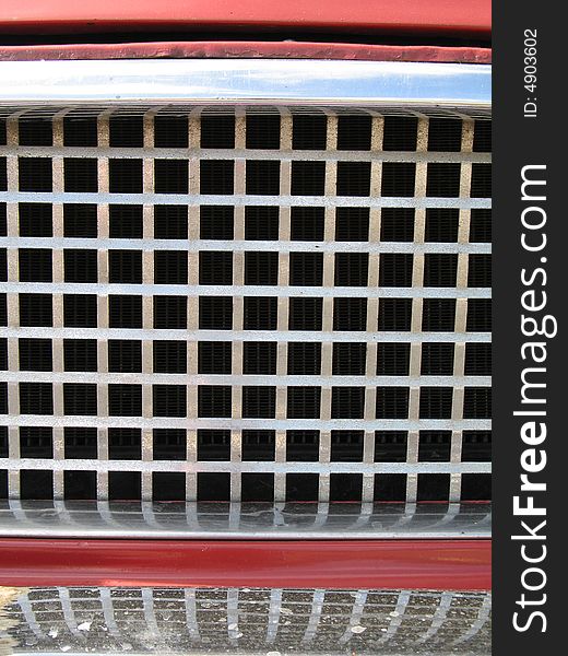 Vintage red car front grill