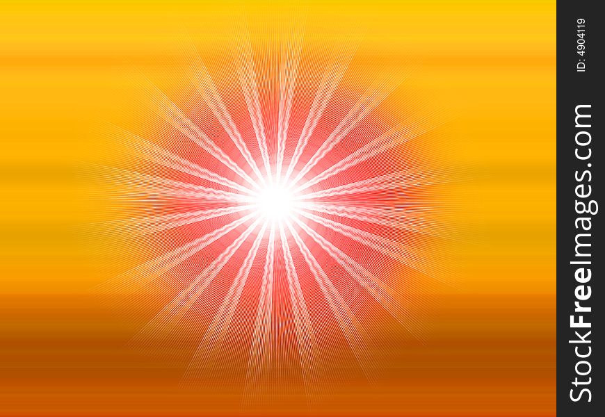 Retro background with yellow and -  and white lined Rays with orange background