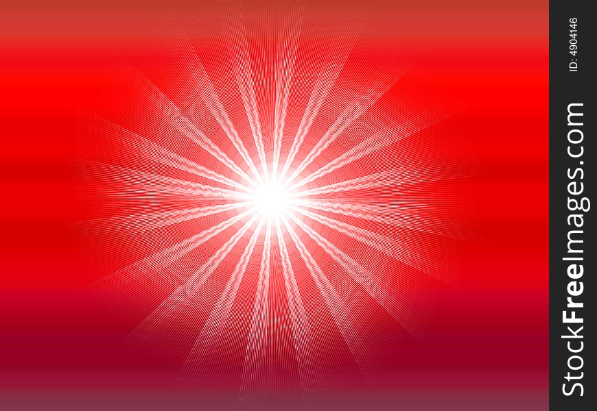 Retro background with white -  and white lined Rays with red background