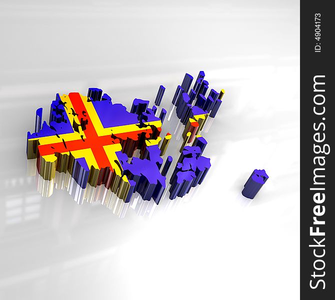 3d Flag Map Of Aaland