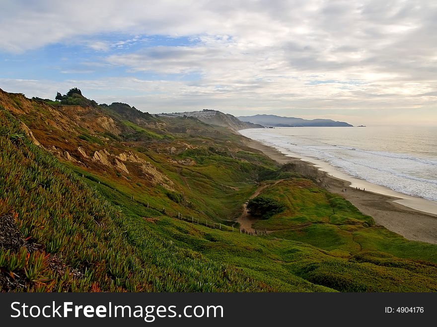 Cloudy skies over California coast