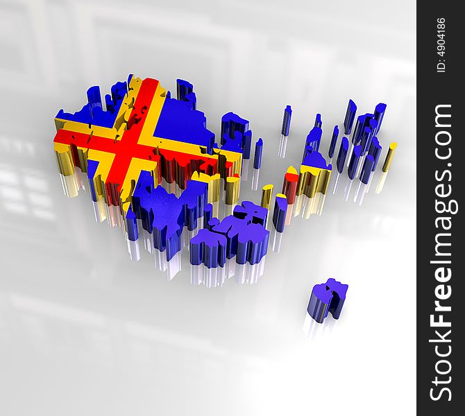 3d Flag Map Of Aaland