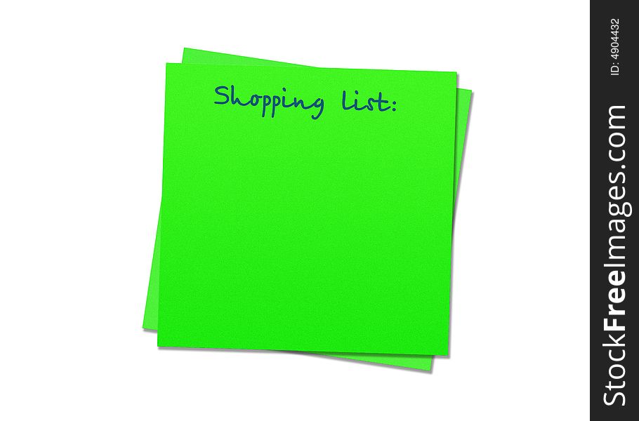 Sticky notes green shopping list