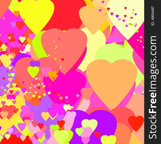 Background of rainbow hearts shape