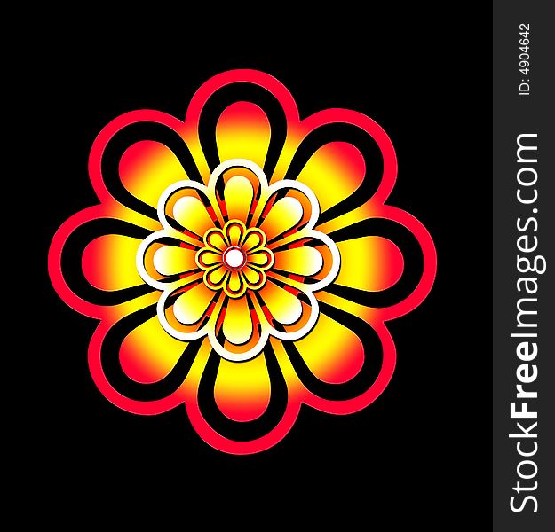 Illustration drawing of flower floral flower with black background