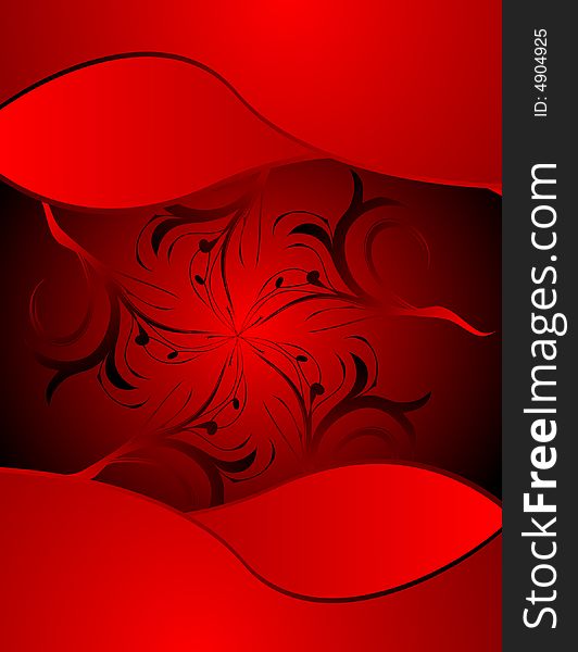 Cool red design with floral ornament, vector illustration