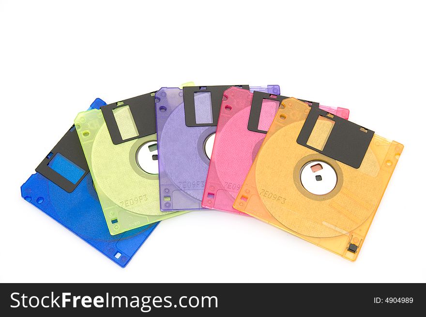 Color floppy disk, isolated on white background