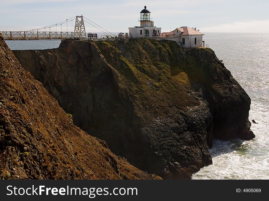 Point Bonita Lighthouse before sunset in California