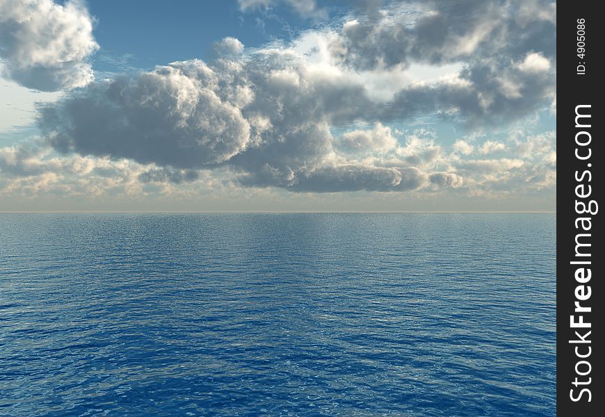 Beautiful sea and clouds sky - digital artwork. Beautiful sea and clouds sky - digital artwork