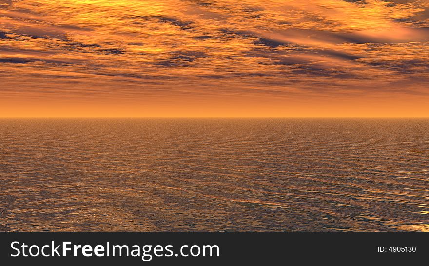 Beautiful sea and sky at sunset - digital artwork. Beautiful sea and sky at sunset - digital artwork