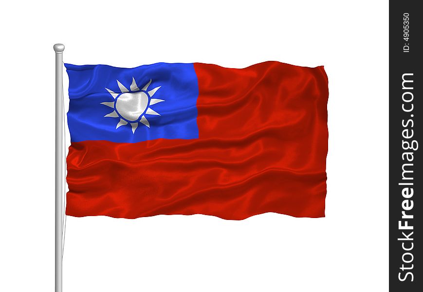 Illustration of waving Taiwanese flag on white. Illustration of waving Taiwanese flag on white