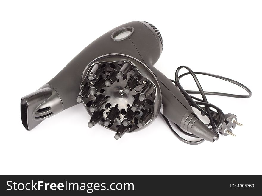 Hair drier for hair on a white isolated background