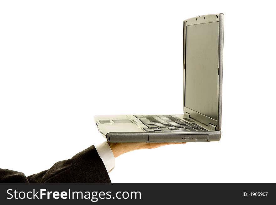 Laptop in the hand of a businessman. Laptop in the hand of a businessman