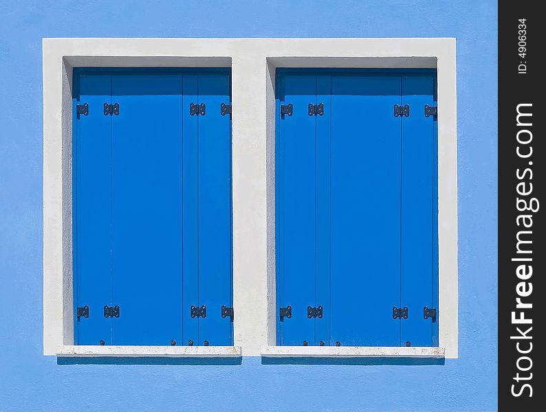 Blue window-shutter