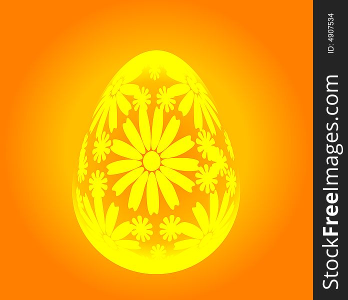 Aster egg with floral ornament, vector illustration