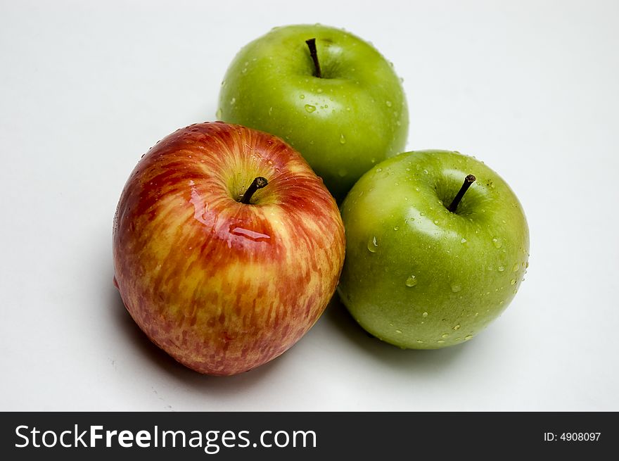 Three fresh apples of different colors and taste. Three fresh apples of different colors and taste