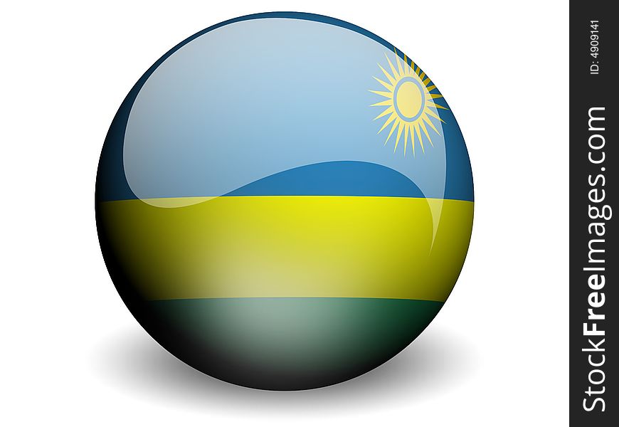 Round Flag of Rwanda With Glossy Effect