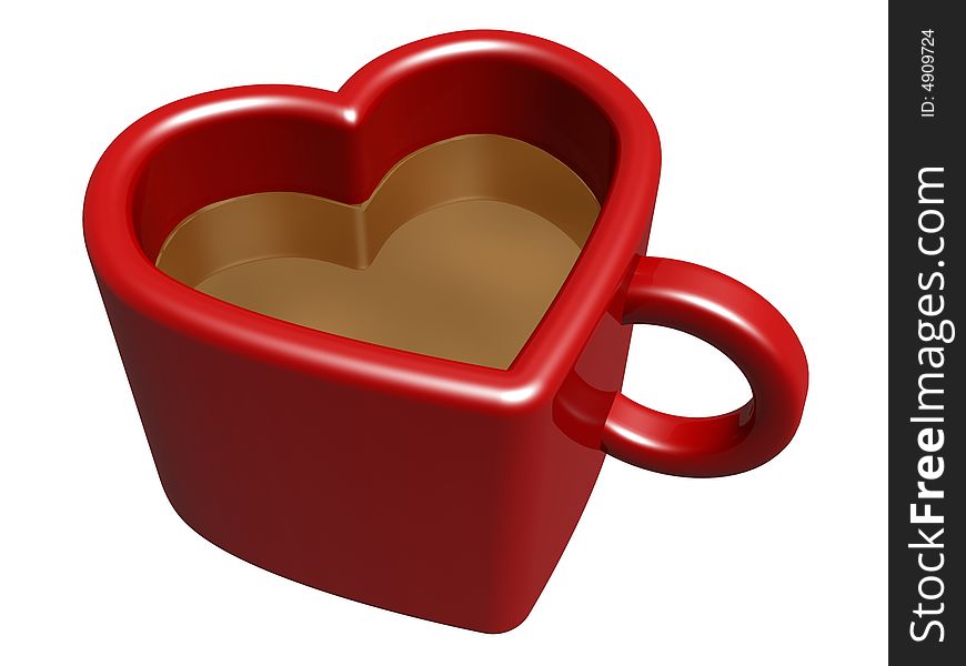 Heart cup and coffee isolated on white background