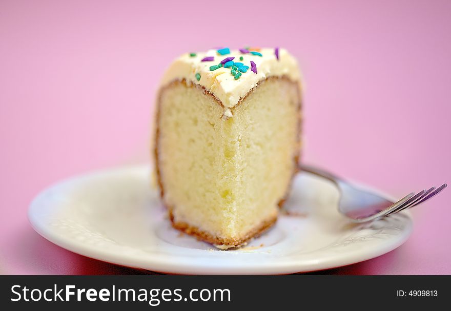 Single piece of cake with fork