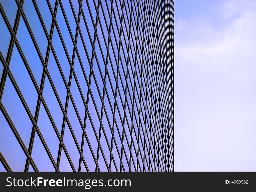 Office Skyscraper, window, reflexion, blue sky, conceptual