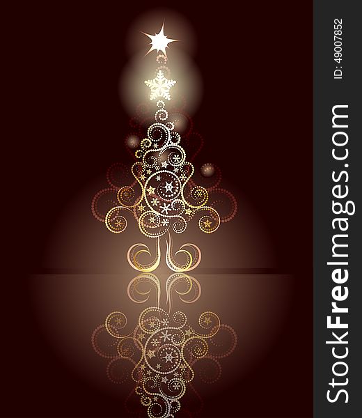 Decorative greeting card design with abstract Christmas tree. Decorative greeting card design with abstract Christmas tree.