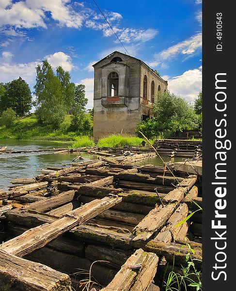 Old weir on the river