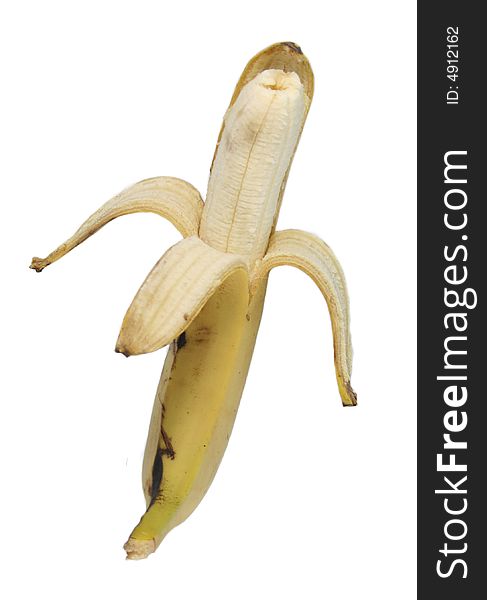 Ripe banana cleared of a peel