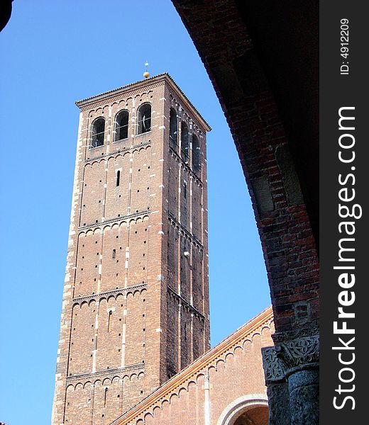 The Sant Ambrogio church in Milan, italy. The Sant Ambrogio church in Milan, italy