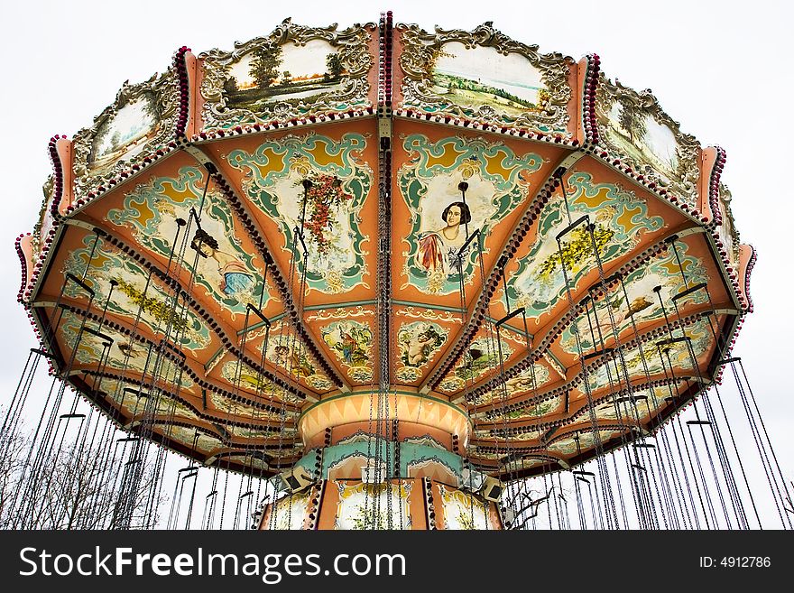 Historic carousel at a fun park in Nuremberg, Germany