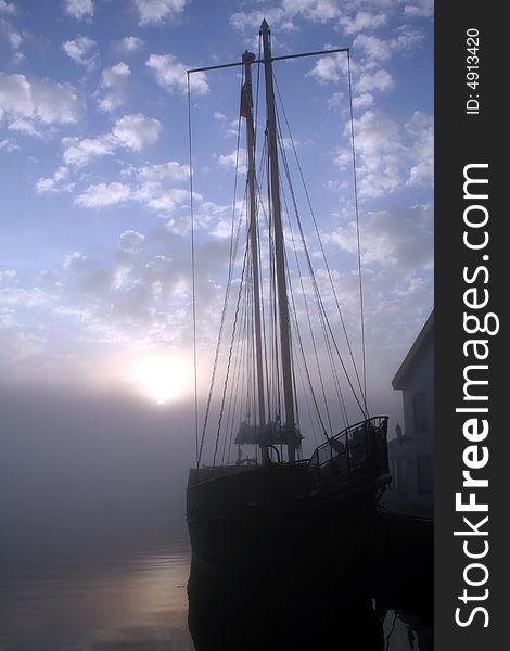 Portrait of a tall ship at sunrise. Portrait of a tall ship at sunrise