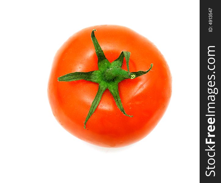 Top view of a fresh and juicy tomato